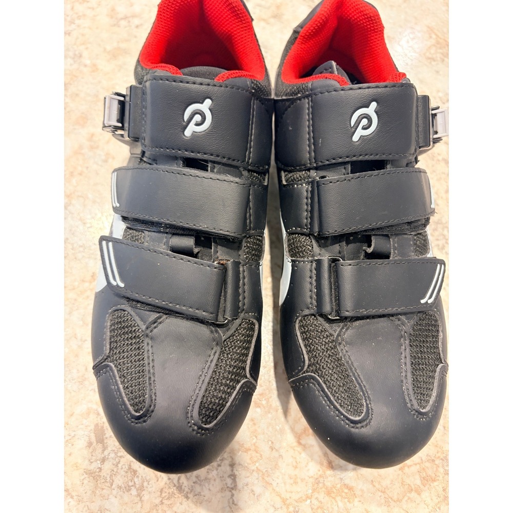 Peloton Cycling Shoes Size 39 Black White Red